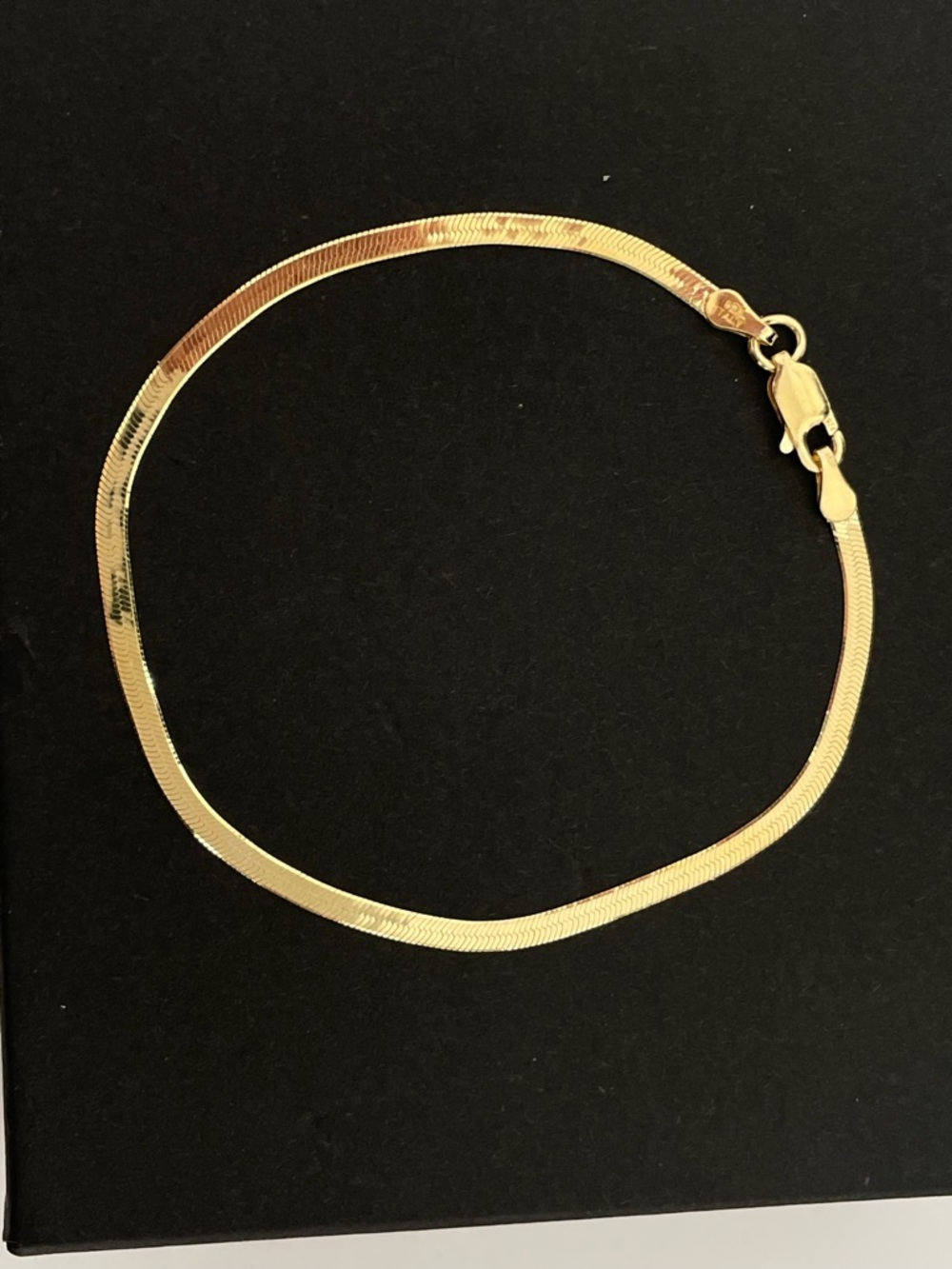 Gold over Italy 925 Sterling Silver 7 in Herringbone Chain Bracelet